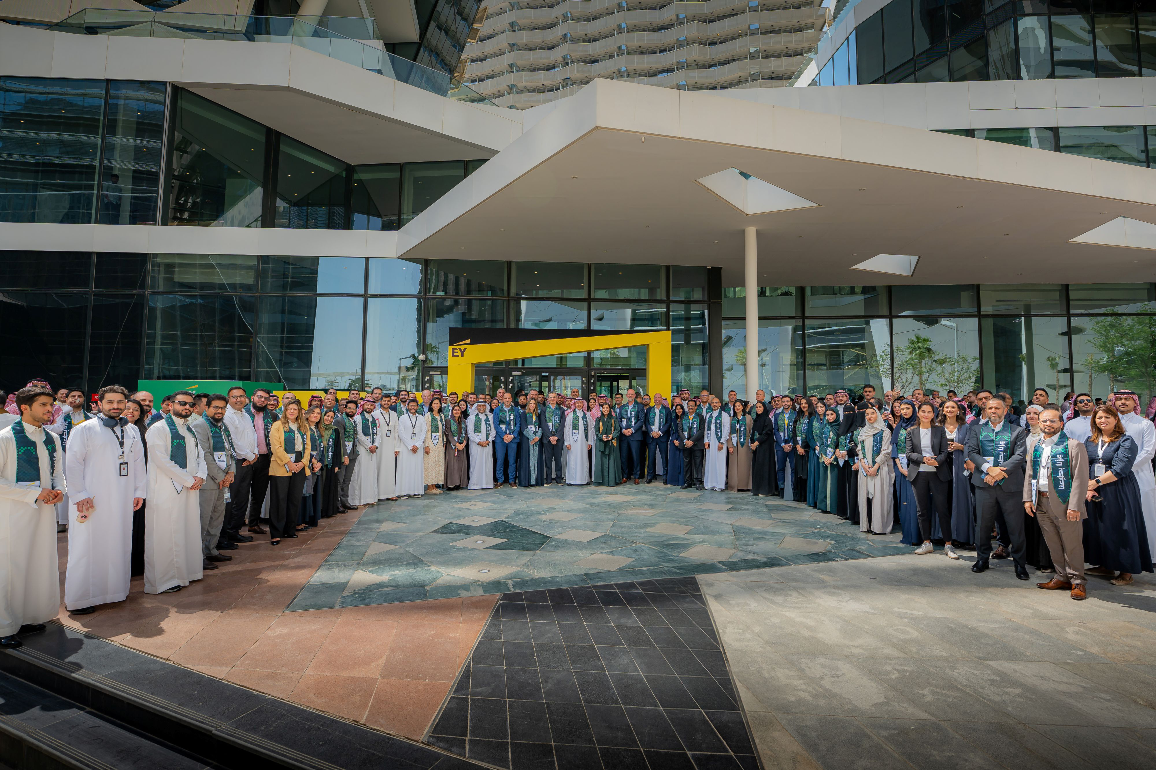 Members of EY’s team in front of the firm’s headquarters in Riyadh Members of EY’s team in front of the firm’s headquarters in Riyadh