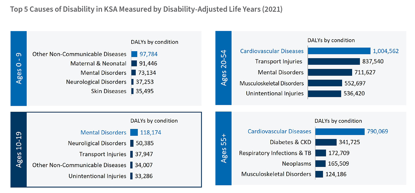 Top 5 Causes of Disability in KSA Measured by Disability-Adjusted Life Years Top 5 Causes of Disability in KSA Measured by Disability-Adjusted Life Years