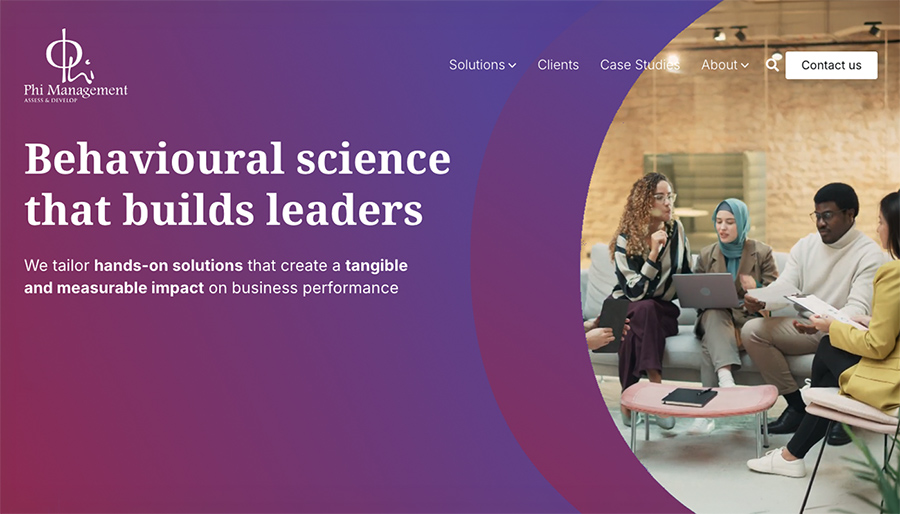 Phi Management’s redesigned website showcases its integrated consulting services